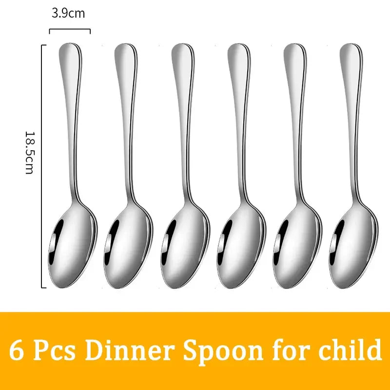 Set di posate da 24 pezzi in acciaio inossidabile, set di stoviglie, cucchiaio e forchetta, coltello, forchetta, cucchiaio da dessert, cucchiaio da tè