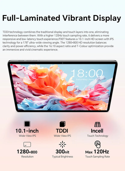 Teclast P30T Set Tablet Android 10.1" con CPU Unisoc 8-core Gemini AI, 16GB RAM (3GB+13GB Espandibili), 128GB ROM, Batteria 6000mAh, Tastiera/Custodia/Mouse/Stilo/Auricolari/Supporto