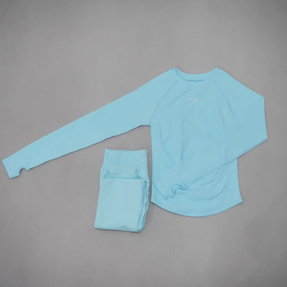 DFDK Set Yoga da Donna 2 Pezzi Senza Cuciture, Top a Maniche Lunghe Slim Fit e Leggings a Vita Alta, Traspirante e ad Asciugatura Rapida per Palestra, Corsa e Fitness