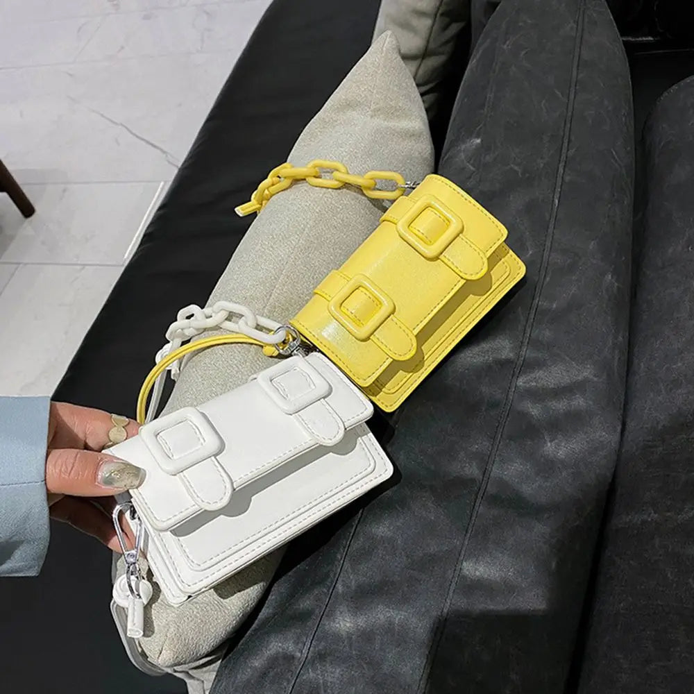Mini borse a tracolla piccole per donna Borsa a catena per ragazza Borsa in pelle PU Borse a tracolla per ragazza da donna Designer 2022 Estate Giallo