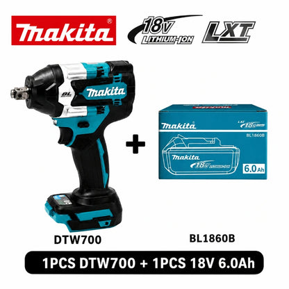 Avvitatore a impulsi Makita DTW700 a batteria 18V Brushless 700Nm, pistola a impulsi elettrica ad alta coppia con attacco da 1/2 pollice, velocità variabile, Auto-Stop per BL1830 BL1840 BL1850 BL1860B, spedizione rapida UE