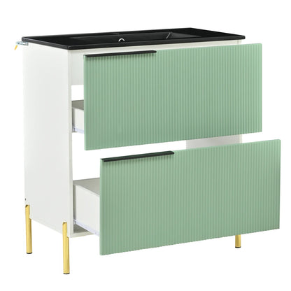 Mobiletto per lavabo da bagno con lavabo in ceramica, lavabo singolo con cassetti in MDF, organizer per mobile da bagno in piedi con lavabo