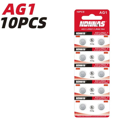10-100PCS AG1 SR621SW batteria per orologio batterie a bottone da 1.55V ad alta capacità a lunga durata e a prova di perdite per orologio