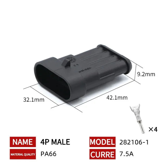 20/50/100 Set 1.5 Serie AMP Automobile Connettori 1/2/3/4/5/6 Pin Super Sigillo Impermeabile Cavo Elettrico connettore PA66 Nylon