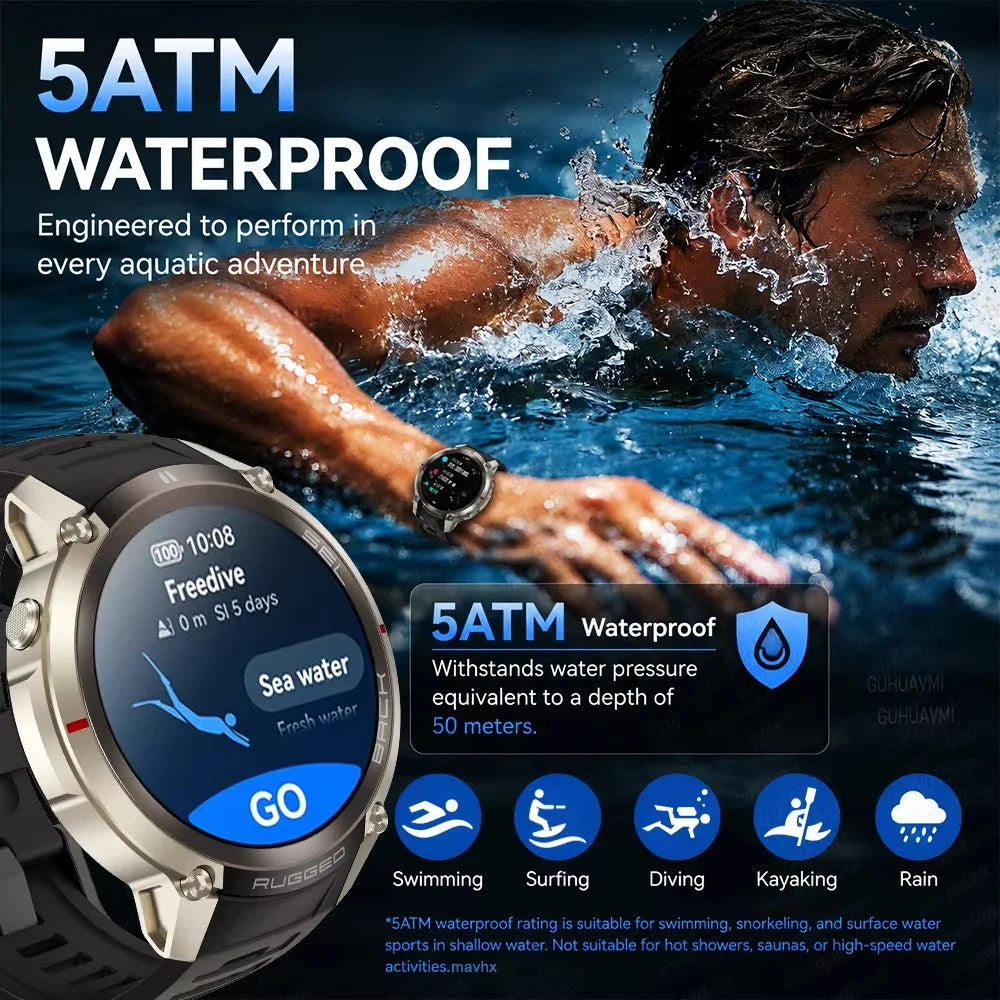 2026 NUOVO Smartwatch con Mappe Offline per Uomo, Display AMOLED HD da 1,43 Pollici, GPS Esterno Integrato, Bussola, Altimetro, Impermeabile 5ATM, Orologio Sportivo per Nuoto, Ciclismo e Corsa
