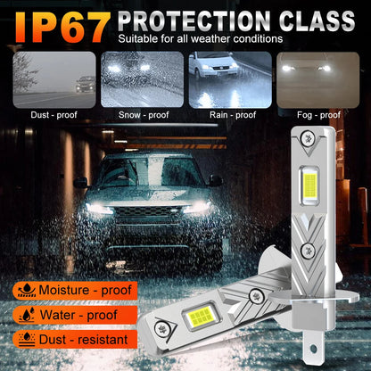 XSTORM H1 Lampadina per fari a LED 60000LM 150W Lampada fendinebbia automatica ad alta potenza 6500K 12V Luci a LED per lampade frontali per auto Lampada da guida