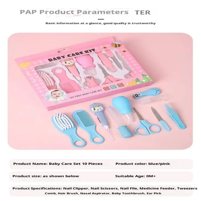 Set di 13 Pezzi per la Cura del Bambino, Kit Portatile per Toelettatura e Cura delle Unghie