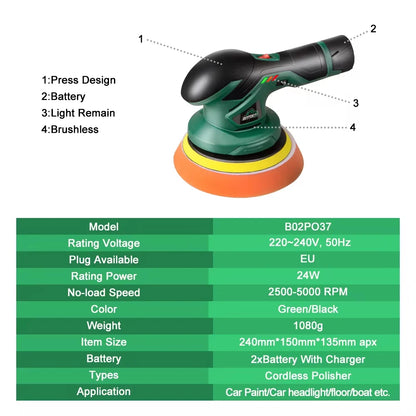 BATOCA Cordless 12V lucidatrice per auto a doppia azione lucidatrice per auto senza fili macchine per lucidatura elettrica regolazione utensili elettrici
