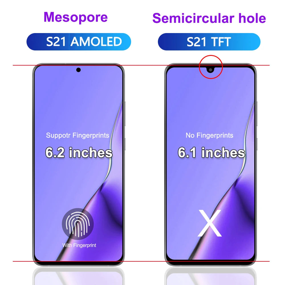 Nuovo display AMOLED per Samsung Galaxy S21 5G, display LCD touchscreen digitalizzatore per Samsung S21 G9910 G991B, ricambio display