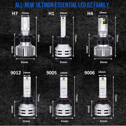 Philips H7 Faro principale Ultinon Essential G2 H1 H4 H11 H8 H9 9005 HB3 9006 HB4 9012 HIR2 Fendinebbia Lampada automatica 6000K 12V 24V 2PCS