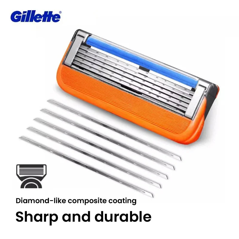 Set Rasoio Gillette Fusion 5 con 5 Lame Ultra-Sottili, Striscia Lubrificante e Rifinitore Posteriore, Disponibile in Diverse Specifiche
