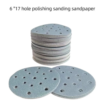 Dischi abrasivi con gancio e anello da 6 pollici 150 mm 17 fori Carta vetrata bagnata/secca all'ossido di alluminio Grana 80-400 per levigatura di vernici auto in legno per auto