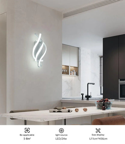 Lampada da parete moderna a LED Linea domestica Decorazione Lampada da parete Soggiorno Sfondo Muro Camera da letto Testiera Illuminazione bianca nera Lustro