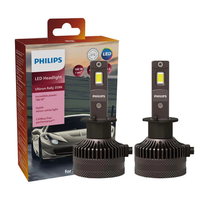 Philips LED 15000lm Ultinon Rally 3590 H4 H7 H8 H11 HB3 HB4 H19 HIR2 H1 Faro per auto 6500K Bianco Potenza massima 180W 12V 4200K U359N