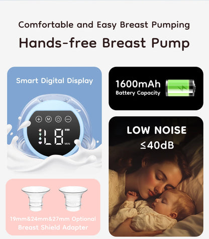 MAMIJOY Tiralatte elettrici indossabili 4 modalità 12 livelli Tiralatte portatile a mani libere Comfort silenzioso con flangia da 19/24 mm EB26