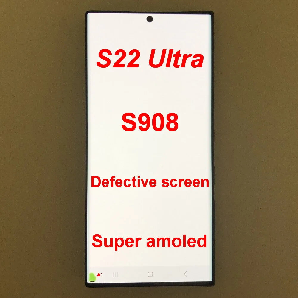 Display Super AMOLED per Samsung Galaxy S22 Ultra LCD SM-S908 S908U S908E, Schermo Touch Digitizer di Ricambio con Difetti
