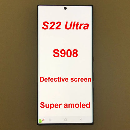 Display Super AMOLED per Samsung Galaxy S22 Ultra LCD SM-S908 S908U S908E, Schermo Touch Digitizer di Ricambio con Difetti
