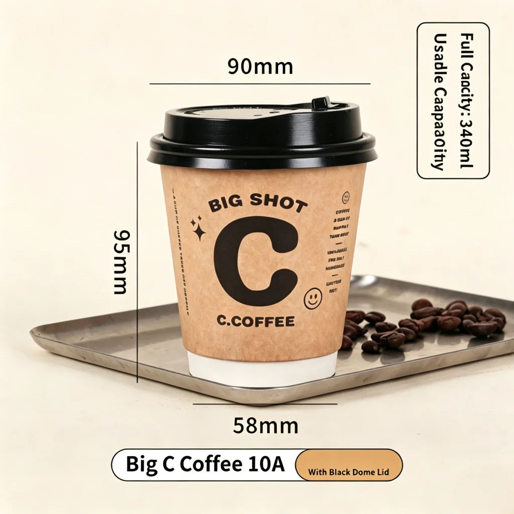 50 bicchieri di carta kraft usa e getta da 8/10/14oz, a doppia parete, isolati, per caffè, tè, latte e succhi, ideali per caffetterie e negozi.