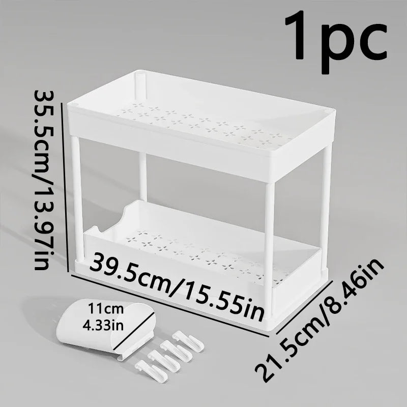 Organizzatore a più livelli estraibile per bottiglie di spezie in cucina, scaffale multifunzionale per l'organizzazione del disordine sotto il lavello del bagno