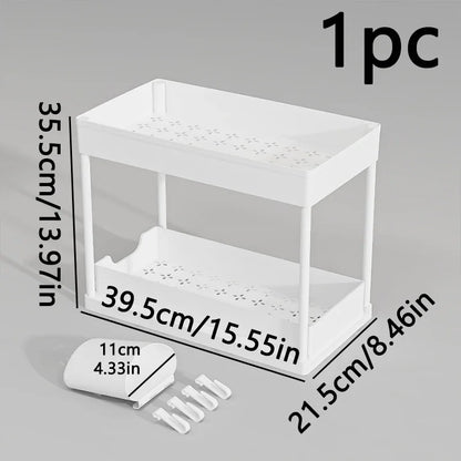 Organizzatore a più livelli estraibile per bottiglie di spezie in cucina, scaffale multifunzionale per l'organizzazione del disordine sotto il lavello del bagno