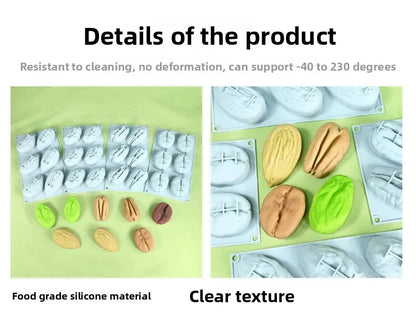 Stampo in Silicone Grande per Mousse di Mandorle/Pistacchi/Pecan/Chicchi di Caffè, Stampo Fai-da-Te per Cioccolato e Gelato, Utensili per Decorazione Torte