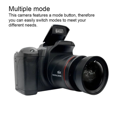 Fotocamera professionale per principianti, videocamera digitale SLR portatile, zoom digitale 16x, 16MP, uscita HD, fotocamera per selfie.