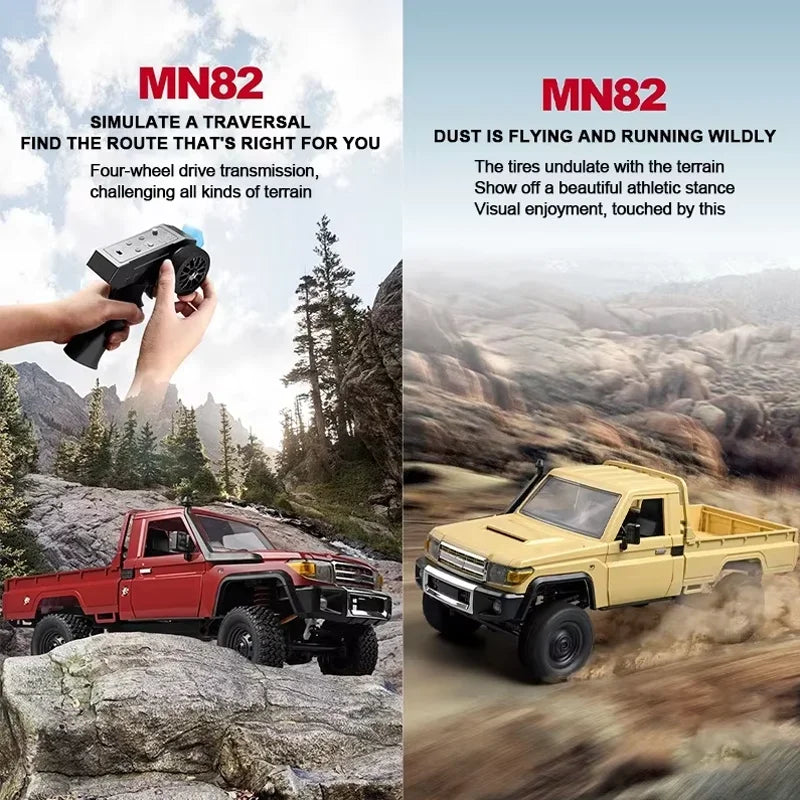 MN82 Pickup 4WD Off-Road PRO Aggiornato, Auto RC in Scala 1:12 con Fari, Giocattolo Telecomandato 2.4G, Regalo per Bambini, Gioco all'Aperto