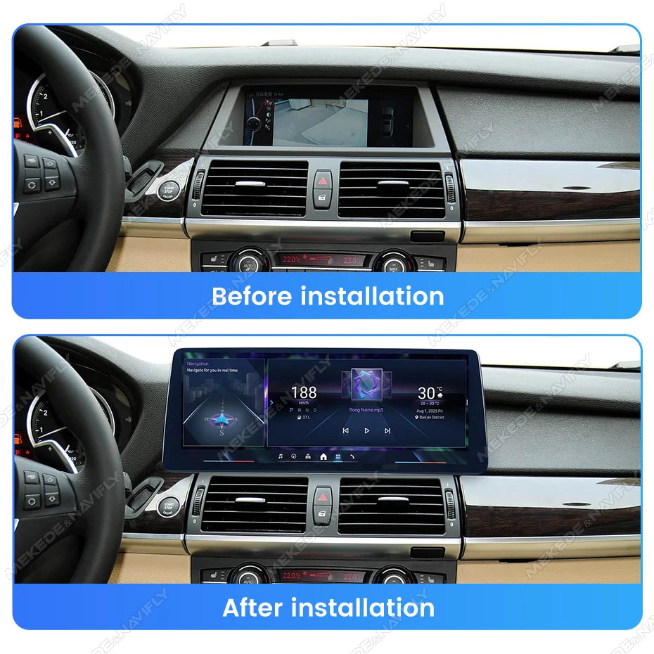 Sistema Multimediale Intelligente MEKEDE con CarPlay Wireless e Android Auto per BMW X5 E70 X6 E71, Schermo QLED da 10.25/12.3 Pollici, Android 14, CPU Snapdragon, Radio e Navigazione GPS per Auto