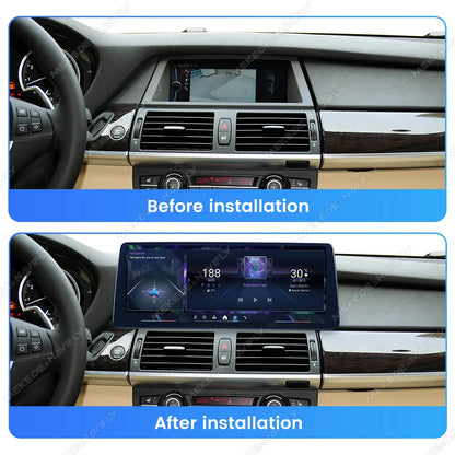 Sistema Multimediale Intelligente MEKEDE con CarPlay Wireless e Android Auto per BMW X5 E70 X6 E71, Schermo QLED da 10.25/12.3 Pollici, Android 14, CPU Snapdragon, Radio e Navigazione GPS per Auto