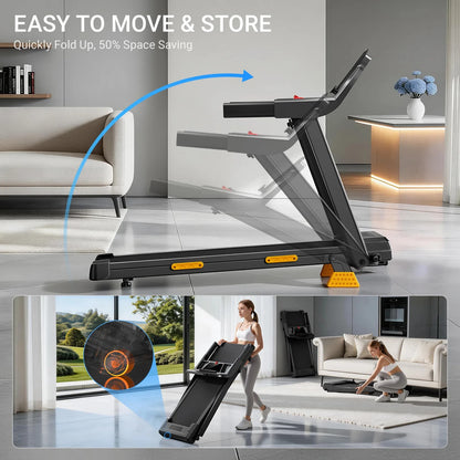 LONTEK SF20 Tapis roulant pieghevole con tre schermi più ampi e supporto, inclinazione del 15% e velocità massima di 12 km/h, 12 programmi preimpostati, capacità di carico di 180 kg
