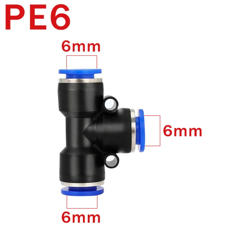 10 pz. Connettore pneumatico PE PEG, raccordo rapido a T riduttore a 3 vie, tubo in plastica, connettore per tubo da 4/6/8/10/12 mm
