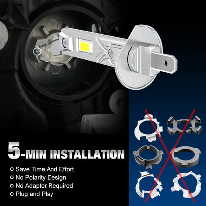 XSTORM H1 Lampadina per fari a LED 60000LM 150W Lampada fendinebbia automatica ad alta potenza 6500K 12V Luci a LED per lampade frontali per auto Lampada da guida