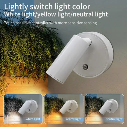 Faretto LED ricaricabile USB Lampada da parete magnetica senza fili Sensore tattile Dimmerabile Faretto per camera da letto per porta dell'armadio a 3 colori