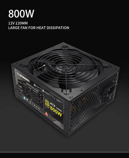 Alimentatore PC ATX Completamente Modulare da 800W, PSU Gaming 80 Plus Gold, Ventola a Bassa Rumorosità da 130mm, Circuiti di Protezione PFC Attivo per Doppia CPU, 110‑230V