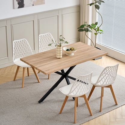 Set di 4/6 sedie da pranzo moderne con schienale in rete con gambe in legno massello e cuscini imbottiti, per sala da pranzo/camera da letto, sedia da caffè