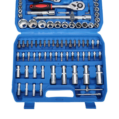 Set di chiavi a cricchetto da 108 pezzi, kit combinato di chiavi dinamometriche per riparazione auto, con attacco da 1/4" e 1/2", cacciaviti e punte, utensili manuali
