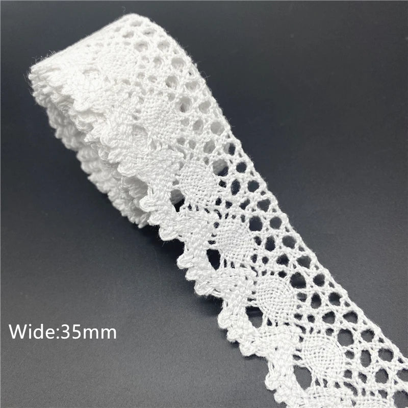 10mm-50mm 2 metri di nastro di pizzo di cotone 100% bianco per abbigliamento tessuto da cucito rifiniture in cotone all'uncinetto nastro di pizzo accessori fatti a mano