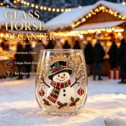Bicchieri da vino in vetro decorato a tema natalizio, set di bicchieri originali per le feste, bicchieri da cocktail per feste e occasioni speciali, regalo natalizio per la famiglia.