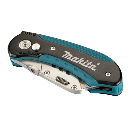 Coltello multiuso Makita con lame a scatto, caricamento facile, lame extra retrattili, impugnatura comoda in gomma, strumento manuale combinato completo