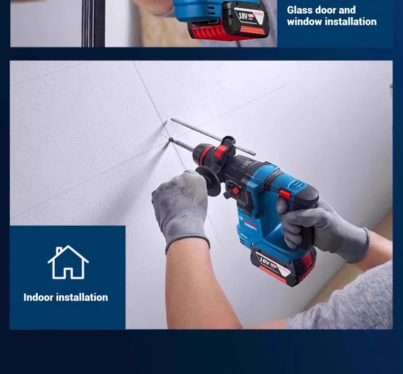 Trapani Bosch GBH 18V-18 / GBH18V-18X, pronti per l'uso in cantiere, con impugnatura ausiliaria ergonomica per un utilizzo controllato e senza fatica