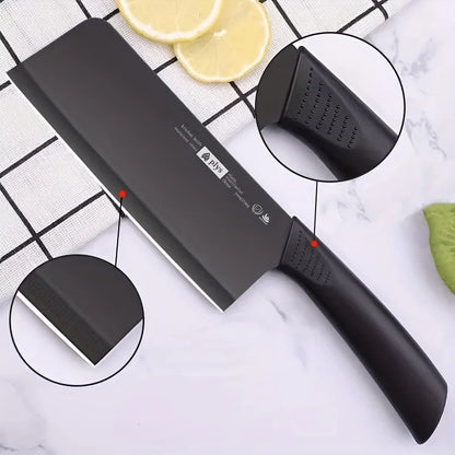 Set di coltelli da cucina, compresi coltello da chef, mannaia e coltello da frutta, con ceppo portacoltelli, adatto per sbucciare carne e verdure