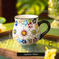 Tazza in Ceramica Stile Ceramica Polacca a Bocca Larga, Tazza con Motivo Floreale Dipinto a Mano, Tazza di Grande Capacità per Caffè, Tè e Latte