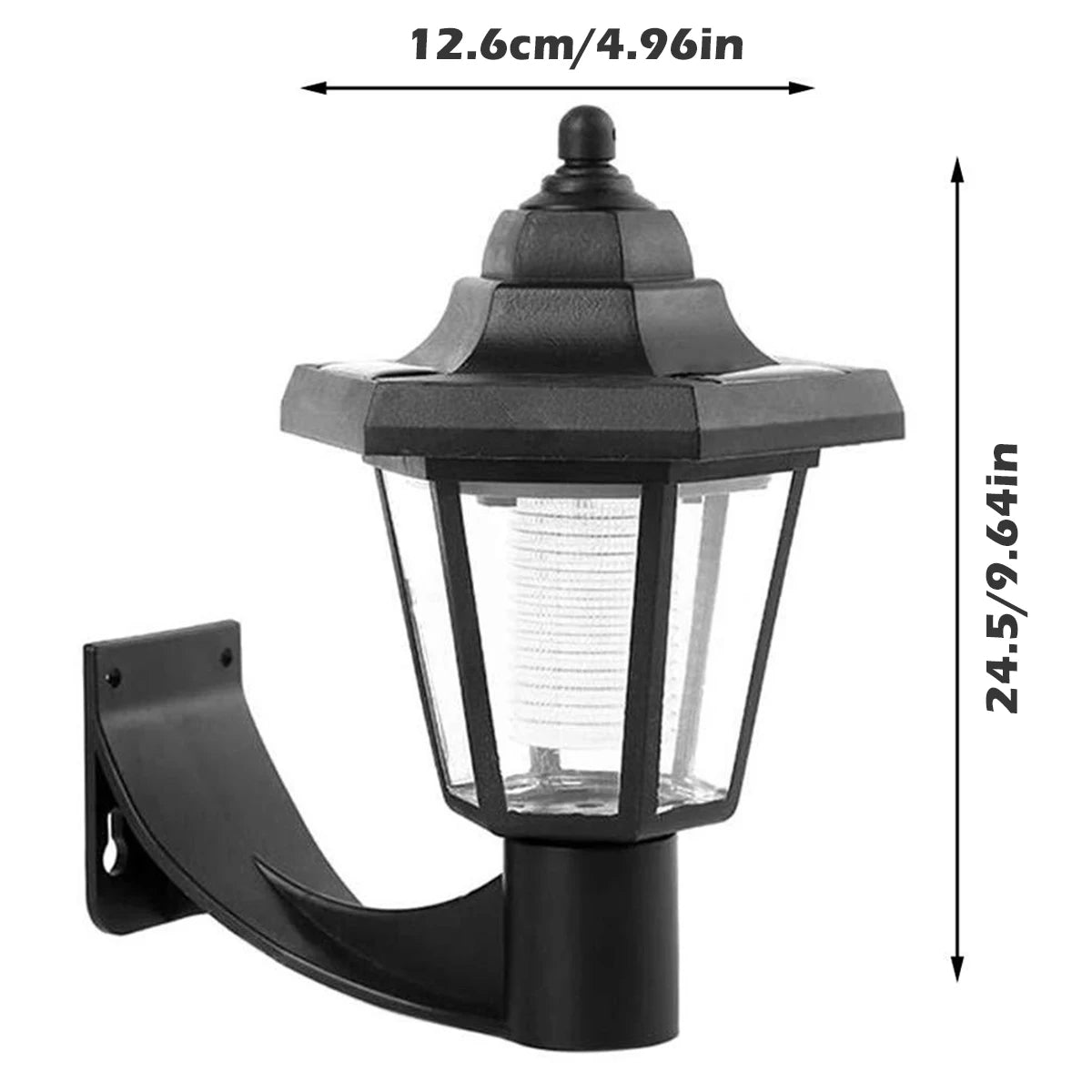 Lampada da parete solare da 2 pezzi Lampada da parete a LED per recinzione da giardino per esterni Lampada da parete a induzione per paesaggio esagonale impermeabile per recinzione da giardino