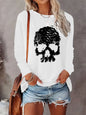 T-shirt da donna in 100% cotone, modello slim, a maniche lunghe, top bianco sottile, maglietta da donna