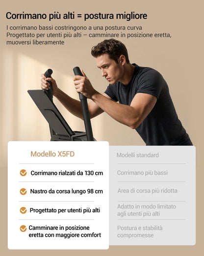 CURSOR FITNESS Tapis Roulant Pieghevole, Inclinazione Automatica 15%, Motore Brushless Silenzioso da 3.0HP, Display LED, Macchina Portatile per Corsa e Camminata Domestica