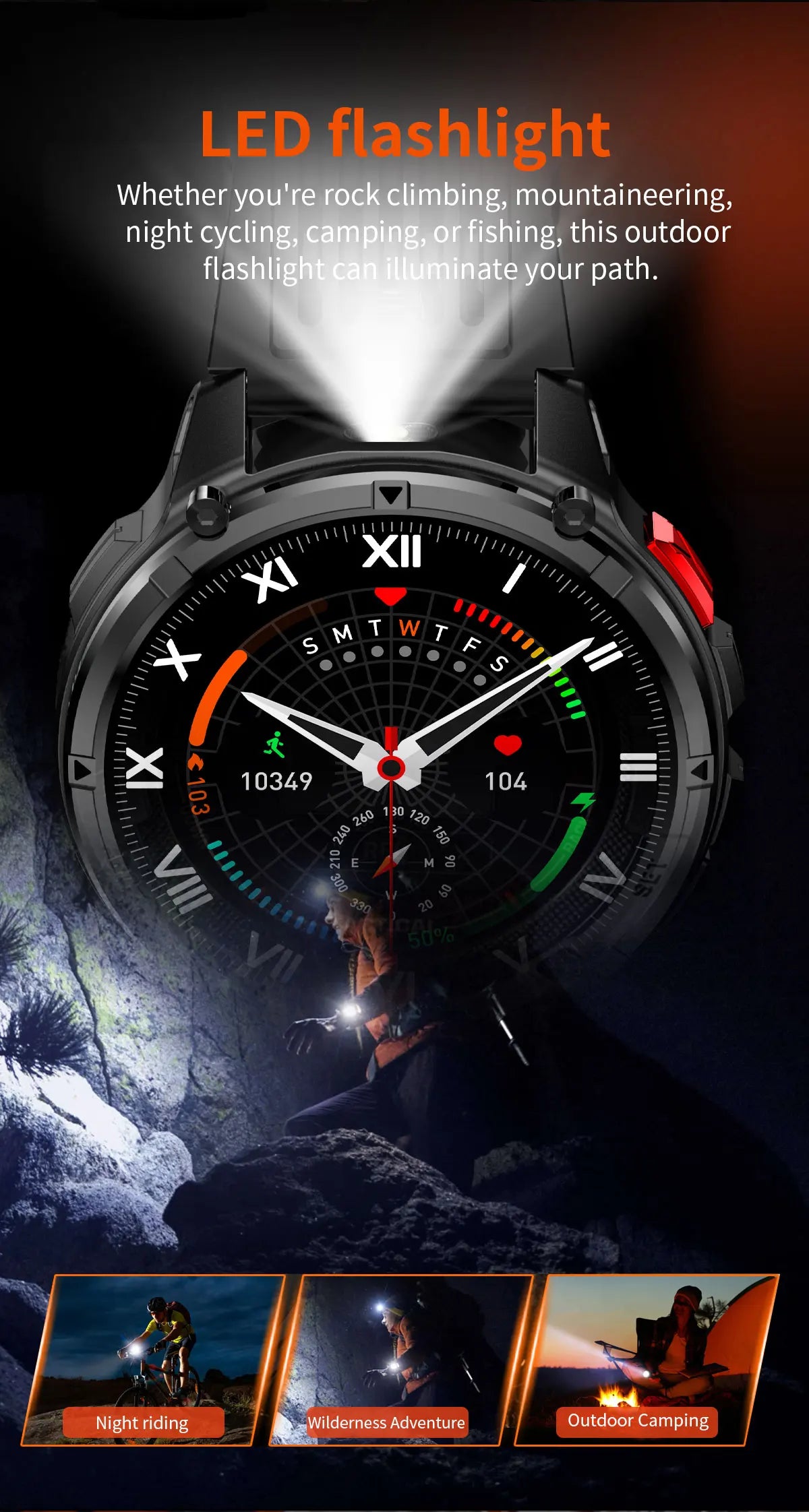 Nuovo Smartwatch T-REX3 Ultra con Batteria da 1100mAh, Impermeabile 10ATM, GPS, Bussola, Torcia, Display AMOLED HD da 1.7'', Chiamate, Orologio Sportivo Intelligente per Uomo