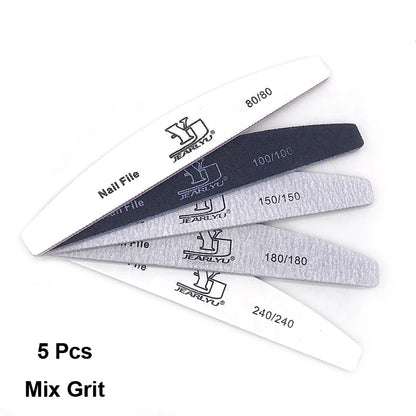 5 pz/lotto lima per unghie Mix Color Limas 80/100/150/180/240 grana professionale carta vetrata rimozione cuticole Buffer File Set di strumenti per Manicure