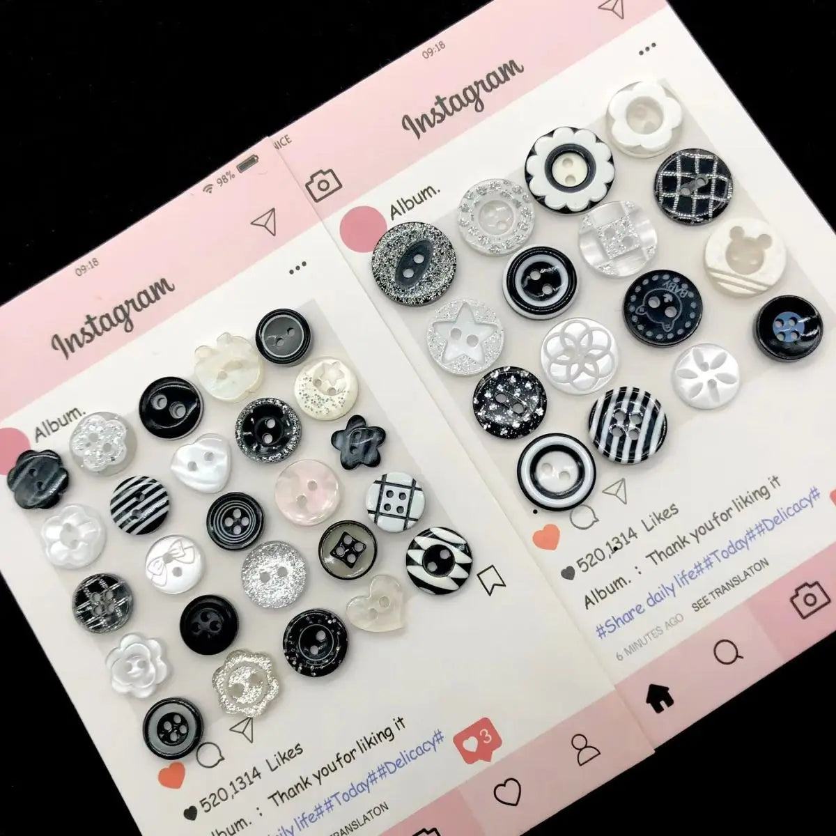 15/25 pezzi di alta qualità nero pulsante casuale fiore da cucire in resina bianco squisito bellissimo bottone decorativo stile Ins