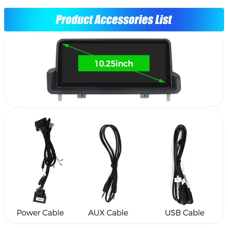 Sistema multimediale intelligente per auto con schermo QLED da 10,25 pollici, Linux, CarPlay wireless, Android Auto, per BMW E90 E91 E92 E93 2005-2012, con WiFi, BT, navigazione GPS e autoradio.