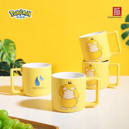 SHUNXIANG Pokémon Licenza Psyduck Tazza 350ml Cartoon Tazza di Ceramica Colazione Latte Tazza di Caffè Autentico Anime Bicchieri Tazze di Acqua